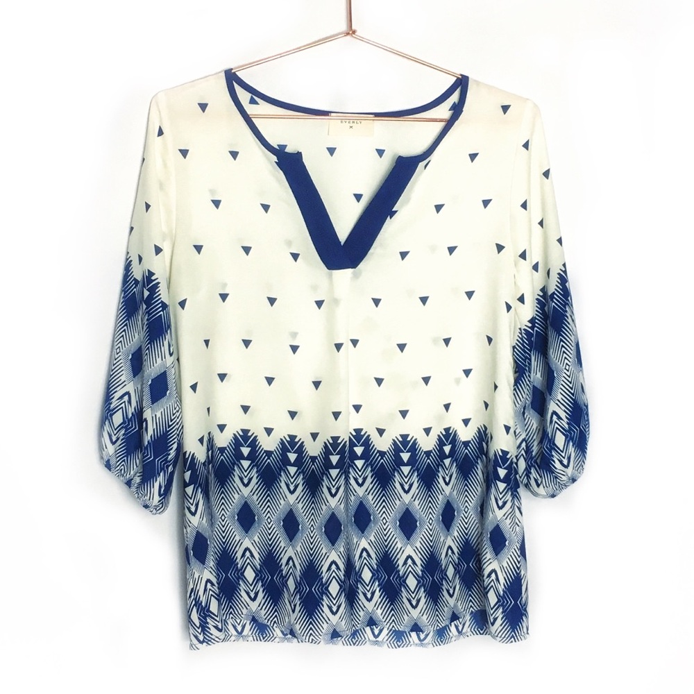 Everly | Geometric Aztec Boho Print Blouse